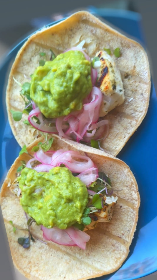 GRILLED HALIBUT TACOS