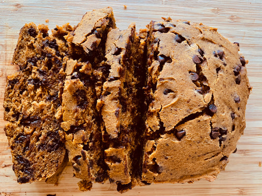 Gluten free, vegan chocolate chip pumpkin bread